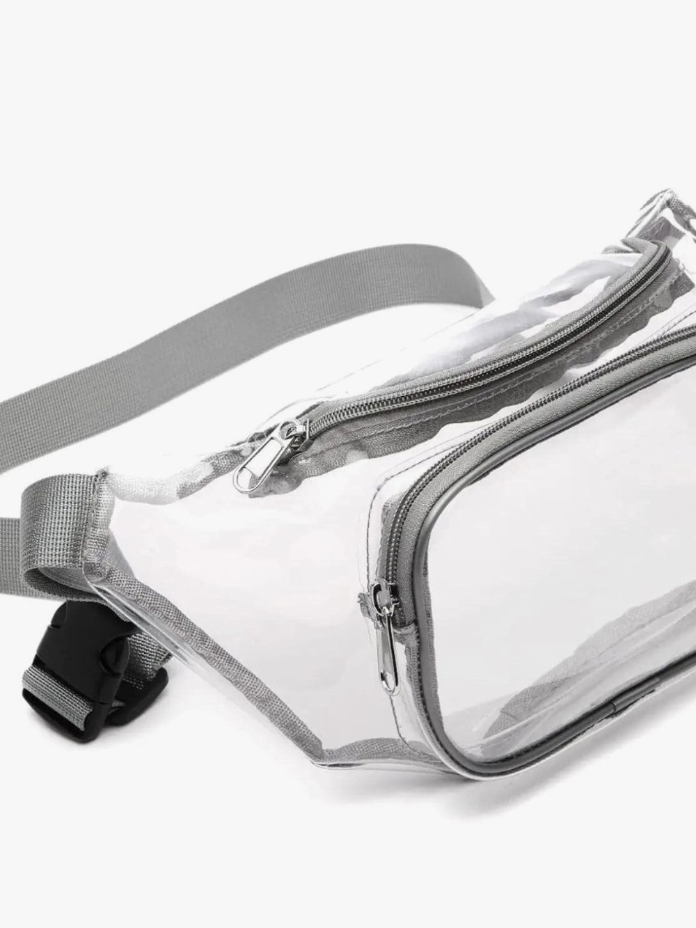 Clear Gray PVC Stadium Belt Bag with Adjustable Strap NWT